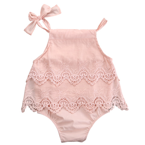 Baby Girls Lace Sleeveless Romper Cotton Jumpsuit
