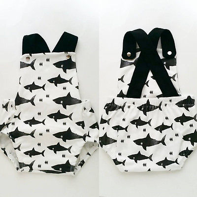 Newborn Toddler Infant kids sleeveless shark backless