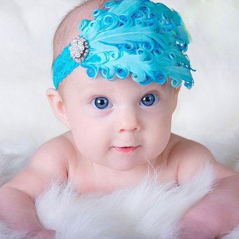 Baby Hair Band Feather Flower Hair Bow