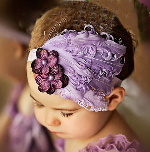Baby Hair Band Feather Flower Hair Bow