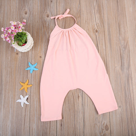 Summer Kids Baby Girls Strap Cotton Romper Jumpsuit Harem