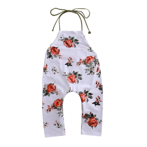 Summer Infant Babys Girl Clothing Halter Floral Romper