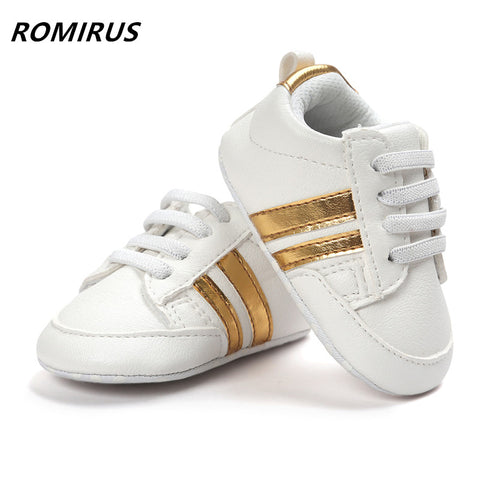 Romirus baby moccasins infant anti-slip PU Leather first walker soft soled Newborn 0-1